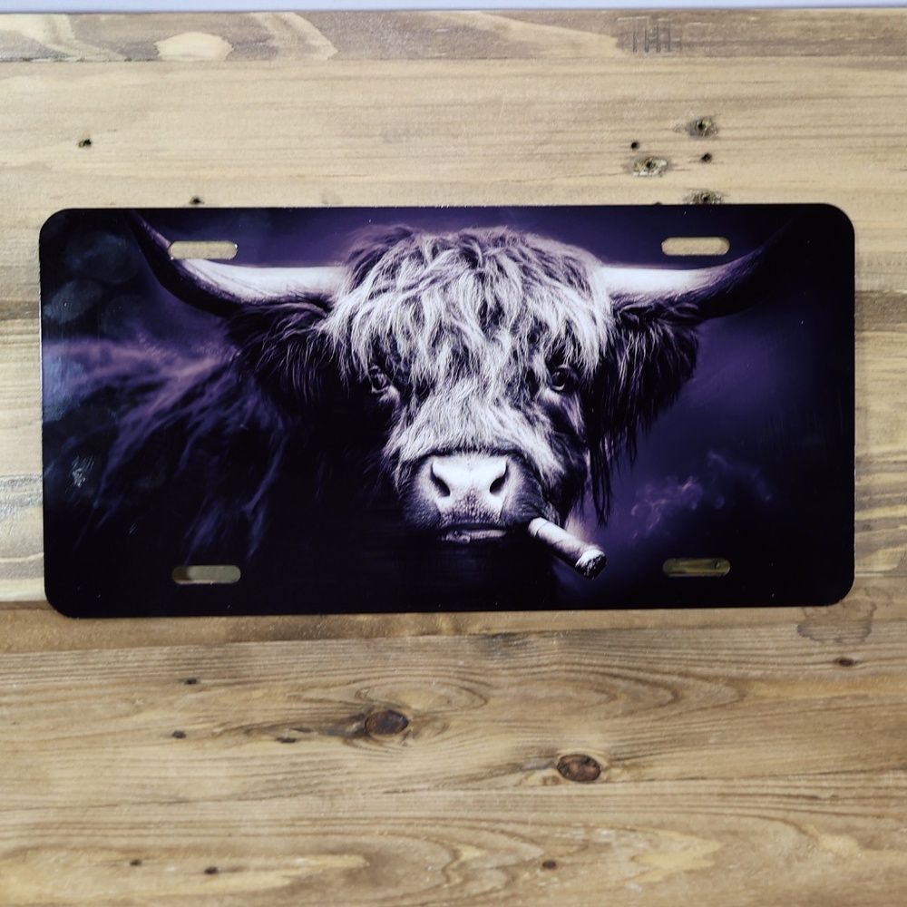 COW SMOKING FUNNY Car License Plate Auto Tag 6" x 12"